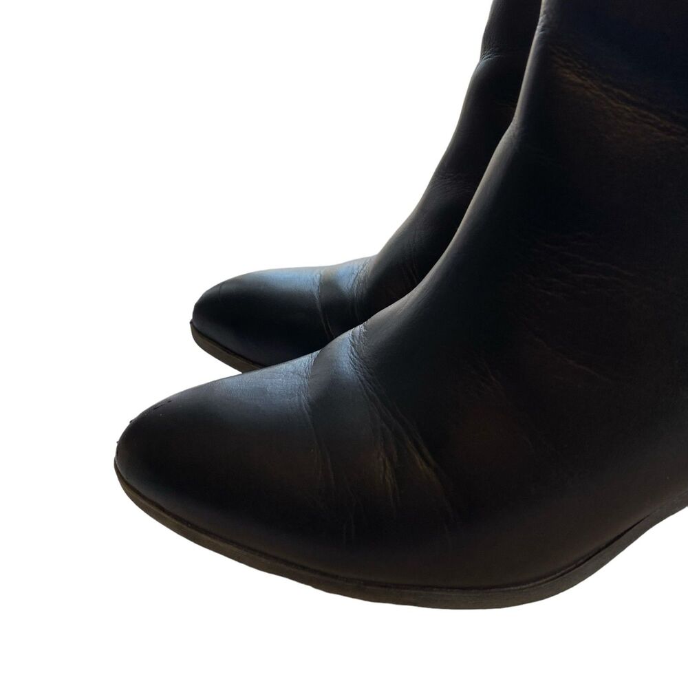 FRYE JUDITH Black Double Zip Leather Stacked Heel Ankle Boots Booties Size 9.5 - Picture 7 of 12